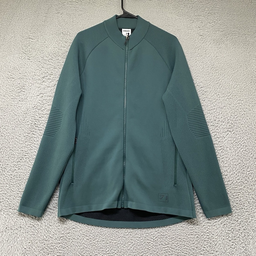 Gymshark Retake Jacket Mens Medium Teal Full Zip Track Athletic Full Zip Bomber